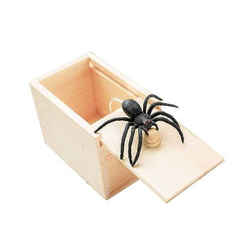 Winbar Rubber Spider Trick Box, Wooden Prank Toy for Adults and Children | Natural wood, rubber material, smooth texture, fun for parties and office