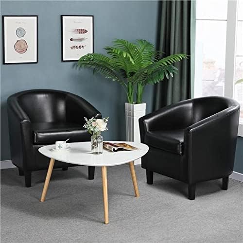 Yaheetech Barrel Chairs Set of 2, Faux Leather Club Armchairs, PU Leather Accent Chairs with Soft Padded Seat for Living Room Bedroom Waiting Reading