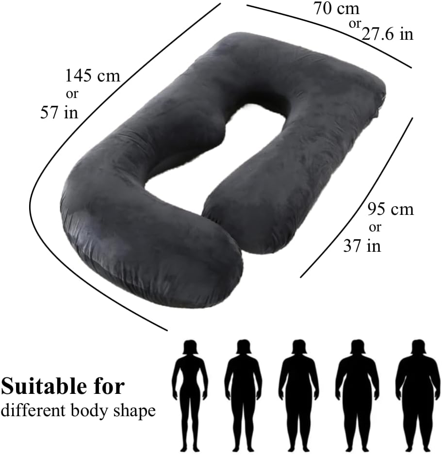 ALLOPERA Pregnancy Pillow, Full Body 57 Inch Maternity Pillow with Removable Washable Cover - Sleep Support for Legs, Back, Neck, Shoulder, HIPS