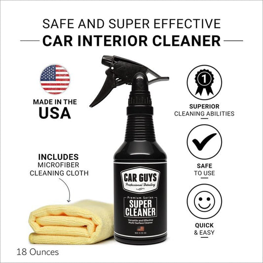 CAR GUYS Super Cleaner | Effective Car Interior Cleaner | Leather Car Seat Cleaner | Stain Remover for Carpet, Upholstery, Fabric, and Much More!