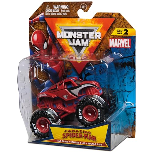 Monster Jam, Marvel Official Spider-Man Monster Truck, Die-Cast Vehicle, 1:64 Scale, Super Hero Kids Toys for Boys Ages 3 and up