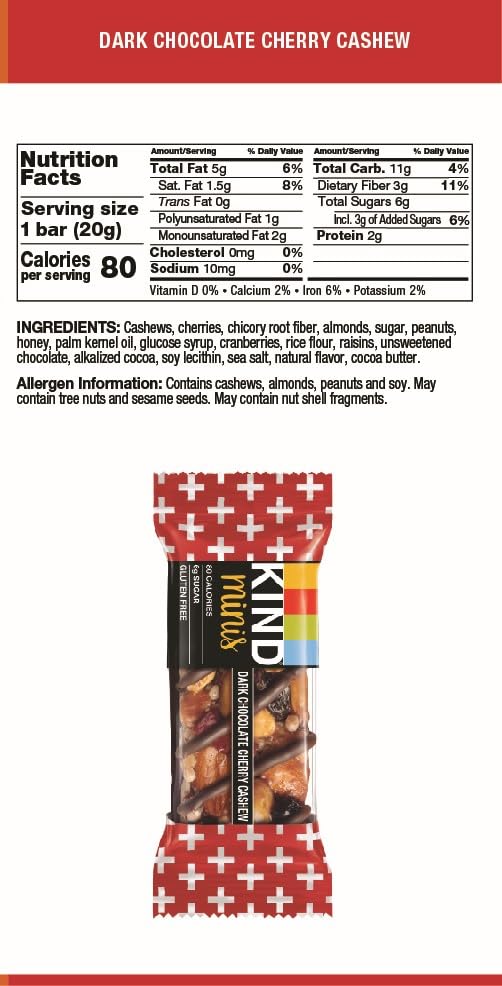 KIND Bar Minis, Variety Pack, Dark Chocolate Nuts and Sea Salt, Caramel Almond Sea Salt, Dark Chocolate Cherry Cashew Healthy Snacks, Gluten Free