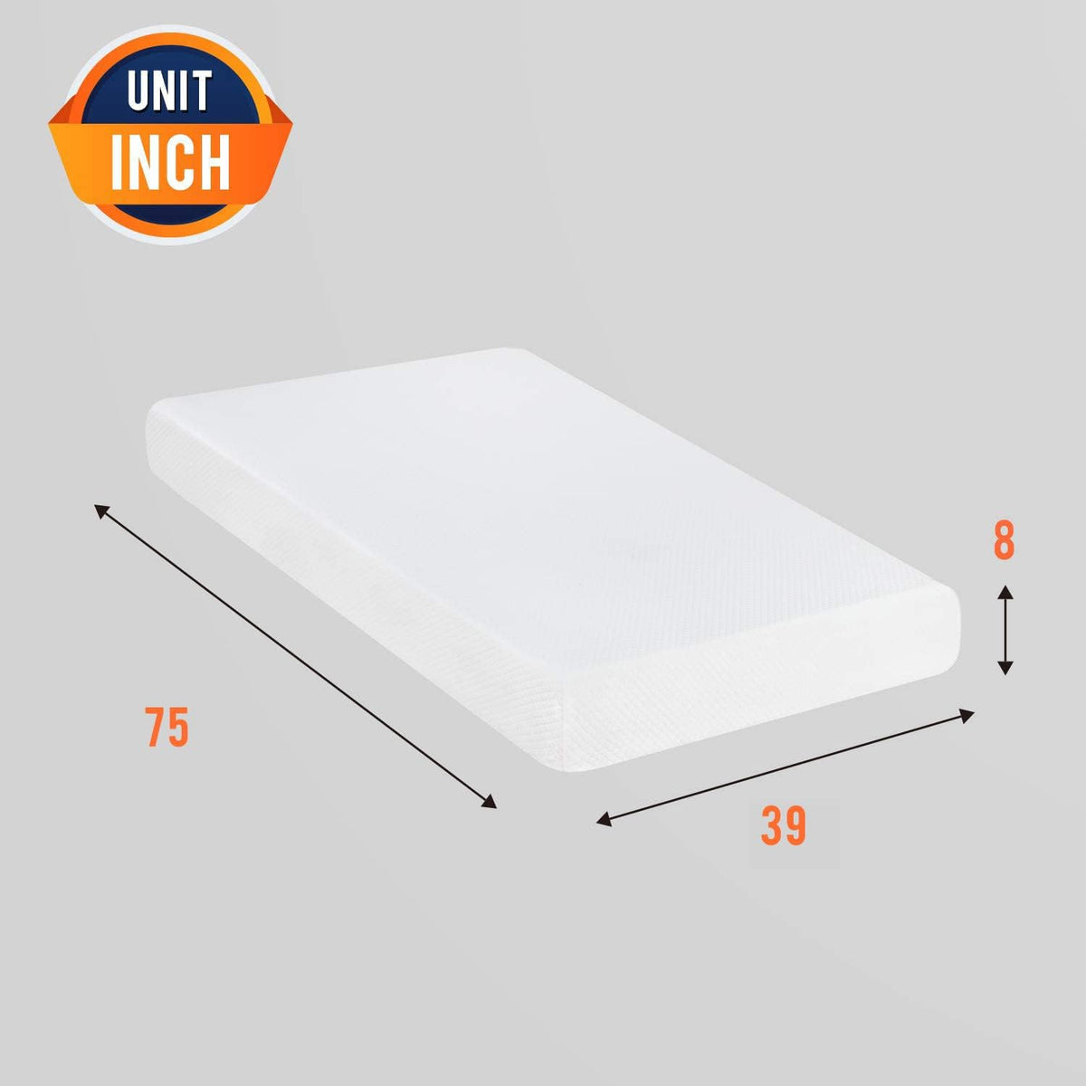 FDW | 8 Inch Twin Mattress | Medium Firm | Gel Memory Foam Mattress | White | Bed in a Box, CertiPUR-US Certified | Pressure Relief, Cooling