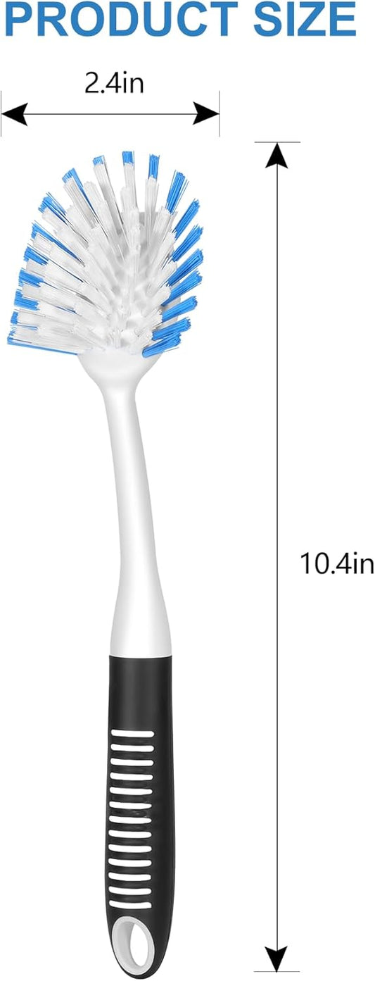 SetSail Dish Brush with Handle, 2 Pack Stiff Bristles Dish Scrubber with Built-in Scraper Dish Scrub Brushes for Cleaning Dishes, Pots and Pans