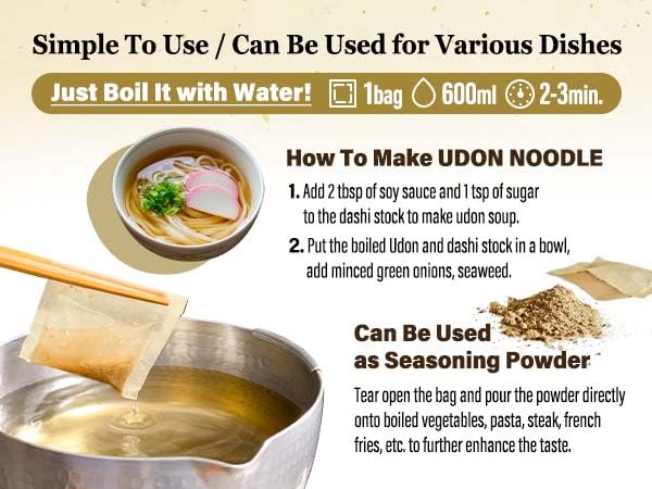 Chaganju Dashi Stock, Dashi Packet – Ramen Broth, Miso Soup, Udon, Shabu Shabu & Hot Pot Soup Base – Rich Umami Flavor, 8 Carefully Selected