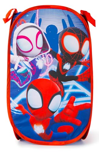 Jay Franco Marvel Spidey & His Amazing Friends Pop Up Hamper - Ghost Spider and Miles Morales Mesh Laundry Basket/Bag with Durable Handles - Storage