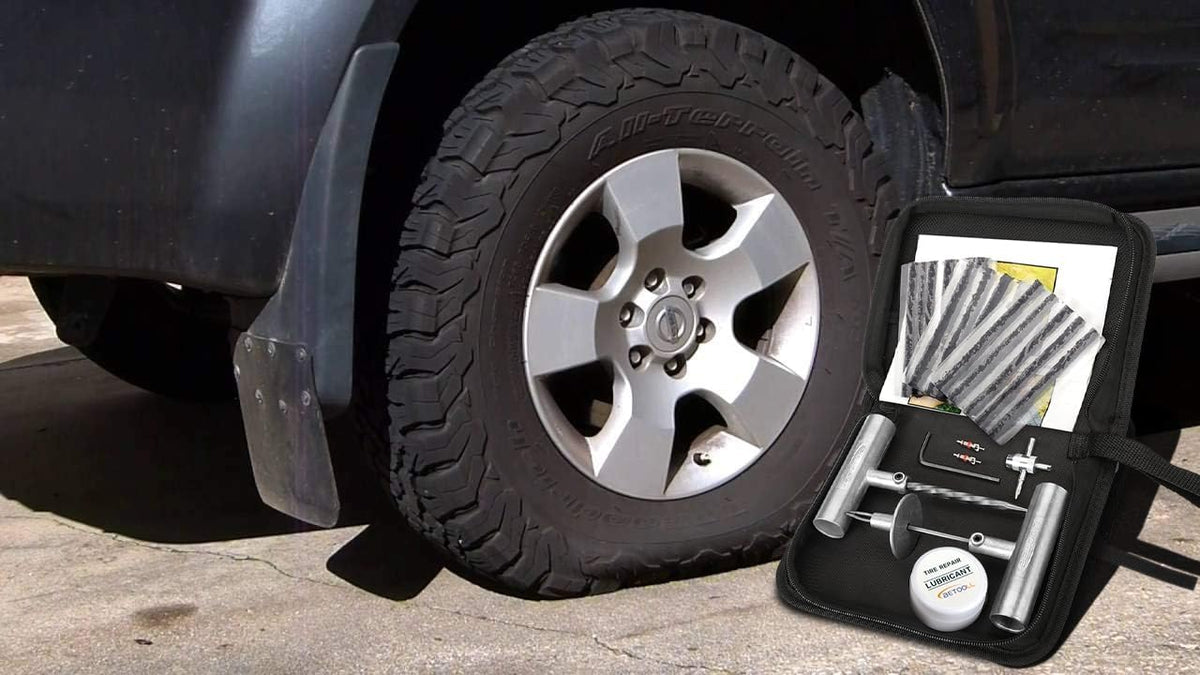Tire Repair Kit, 24 Pcs Professional Heavy Duty Universal Emergency Flat Tire Repair Kit to Fix Punctures, for car Motorcycle, Truck, Golf Cart, ATV