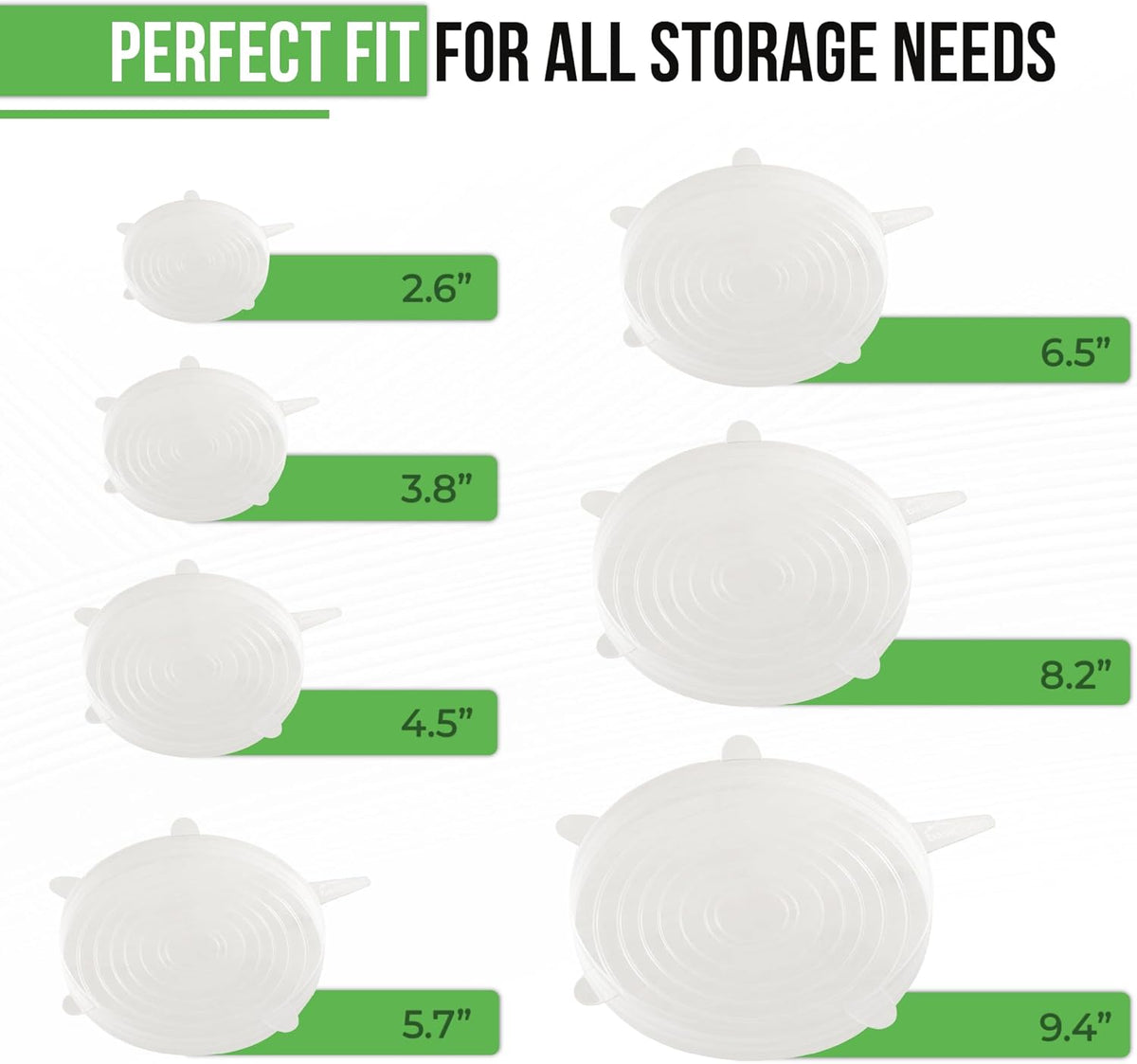 Reusable Silicone Stretch Lids for Food Storage in Fridge - Elastic Heat-Resistant Bowl Covers, Cups, Cans, Jars - Universal Food Grade Lid for Round