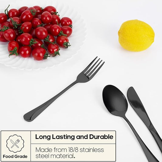 Travel Utensils with Case, Quatish Portable Silverware Set for Work, Stainless Steel Reusable Travel Cutlery Set, Fork and Spoon Set for Camping