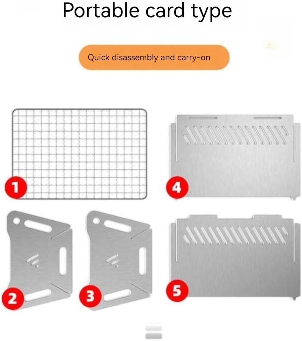 WINB Portable Folding BBQ Grill for 1-2 People - Mini Charcoal Grill for Camping, Compact Stainless Steel Fire Pit with Carry Bag, Outdoor Grill