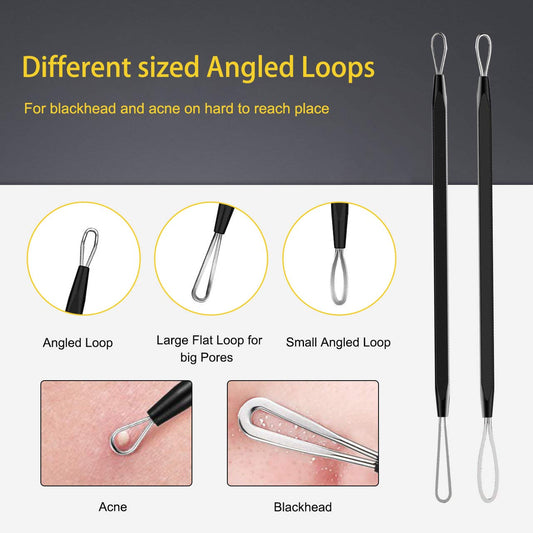 Pimple Popper Tool Kit - Boxoyx 10 Pcs Blackhead Remover Comedone Extractor Kit with Box for Quick and Easy Removal of Pimples, Blackheads, Zit