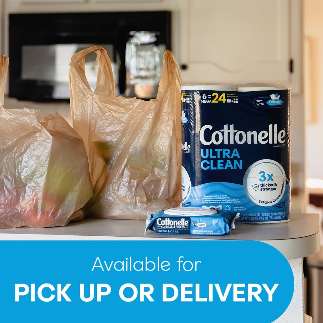 Cottonelle Ultra Comfort Toilet Paper with Cushiony CleaningRipples Texture, Strong Bath Tissue, 24 Family Mega Rolls = 108 Regular Rolls (4 Packs of