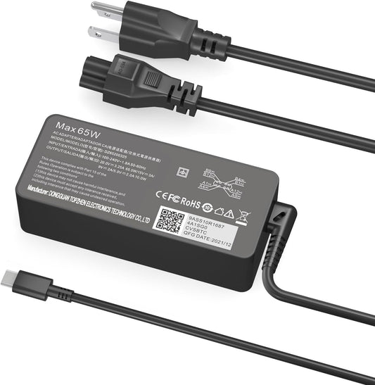 65W USB C Charger Compatible with Lenovo Thinkpad/Yoga/Chromebook Laptop Computer 65W 45W USB C Fast Power Adapter
