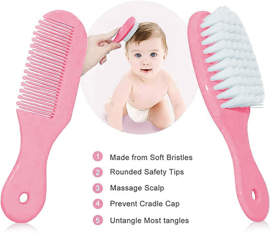 Baby Grooming Kit, Infant Safety Care Set with Hair Brush Comb Nail Clipper Nasal Aspirator,Baby Essentials Kit for Newborn Girls Boys (Pink Baby