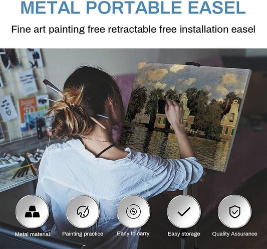 Art Easel Stand for Painting and Sign - RRFTOK Aluminum 66 Inch Metal Tripod Adjustable Portable Easels for Display - Canvas Stand for Table Top
