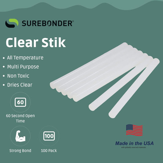 Surebonder DT-100 Mini Size Hot Glue Sticks for Mini Glue Guns 0.27 in. Diameter, 4 in. Length - All Purpose, All Temperature - Great for DIY, Arts
