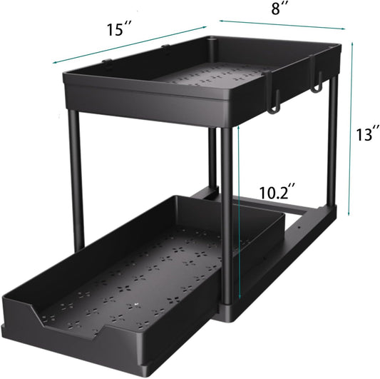 DEKAVA Under Sink Organizer 2 Pack, Bathroom Cabinet Organizer, 2 Tier Sliding Cabinet Basket Organizer Drawer, Multi-Purpose Bath Collection Baskets