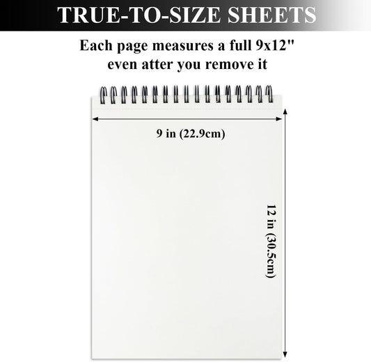 9" x 12" Sketch Book, Top Spiral Sketchbook, 100 Sheets Sketch Pad, (68 lb/100 GSM) Drawing Paper Pad, Drawing Pad for Kids, Artist Sketchbook for