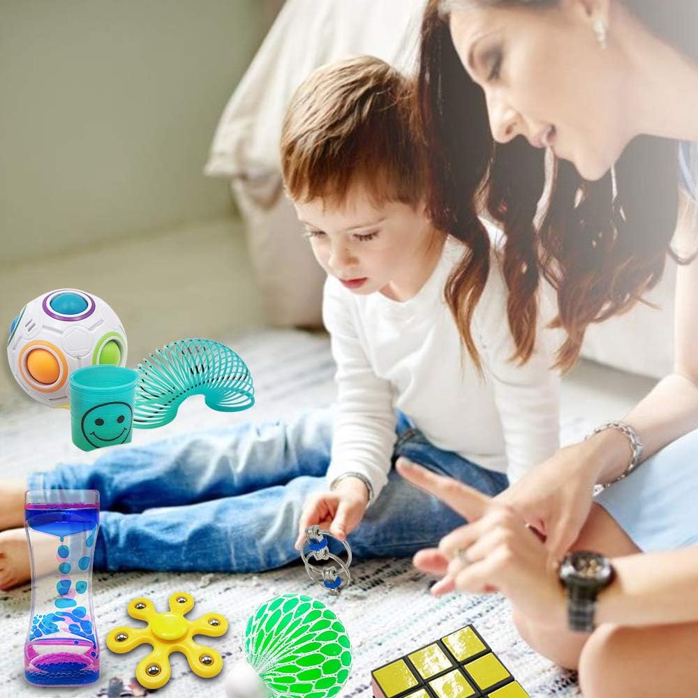 Scientoy Fidget Toy Set, 35 Pcs Sensory Toy for ADD, OCD, Autistic Children, Adults, Anxiety Autism to Stress Relief and Anti Anxiety with Motion