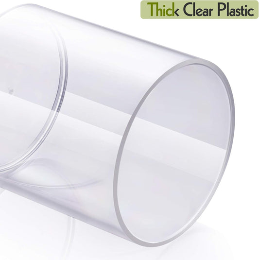 4 Pack Acrylic Qtip Holder Dispenser for Cotton Swabs, Balls, Pads, Floss Picks- Small Clear Plastic Canister Apothecary Jar Set, Bathroom Essentials