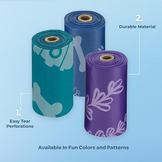 Best Pet Supplies Dog Poop Bags for Waste (150 Bags) Refuse Cleanup, Doggy Roll Replacements for Outdoor Puppy Walking and Travel, Leak Proof and