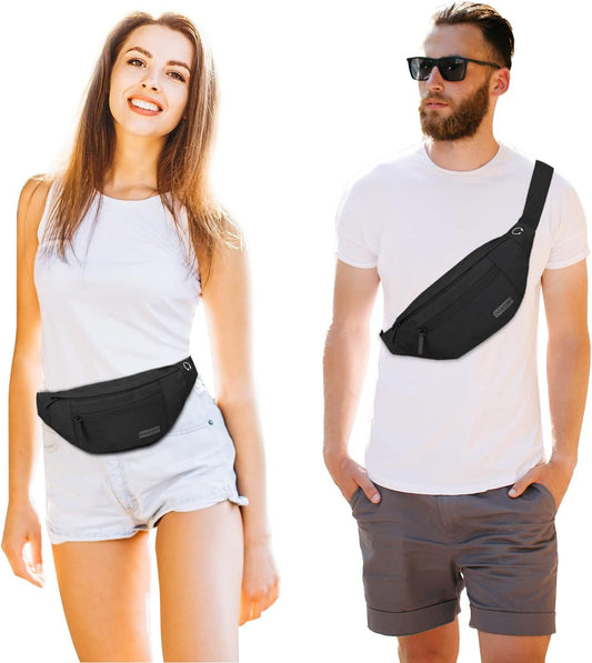 MAXTOP Large Crossbody Fanny Pack with 4-Zipper Pockets,Gifts for Enjoy Sports Festival Workout Traveling Running Casual Hands-Free Wallets Waist