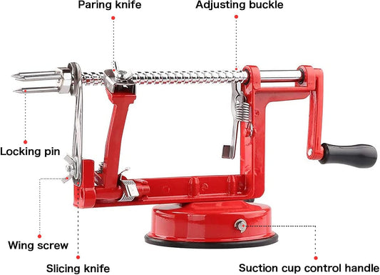 Apple Peeler Corer, Long lasting Chrome Cast Magnesium Alloy Apple Peeler Slicer Corer with Stainless Steel Blades and Powerful Suction Base for