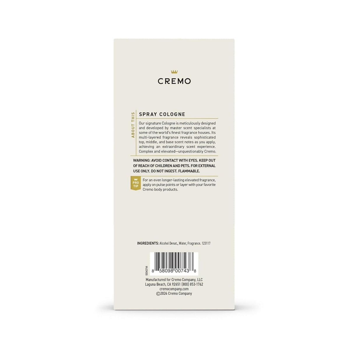 Cremo Cologne for Men - Spice & Black Vanilla Mens Cologne Spray - An Explosion of Vibrant Spices, Dark Woods and Black Vanilla, Fragrances For Men, 3.4 Fl Oz - Cart Shape