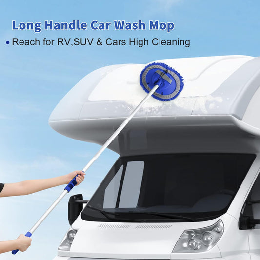 Wontolf 62'' Car Wash Brush Kit with Long Handle, Chenille Microfiber Car Wash Mop Mitt Scratch-Free Car Detailing Cleaning Brush Care Kit Car