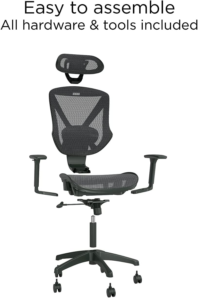 STAPLES Dexley Ergonomic Mesh Swivel Task Chair, Black (UN56946)