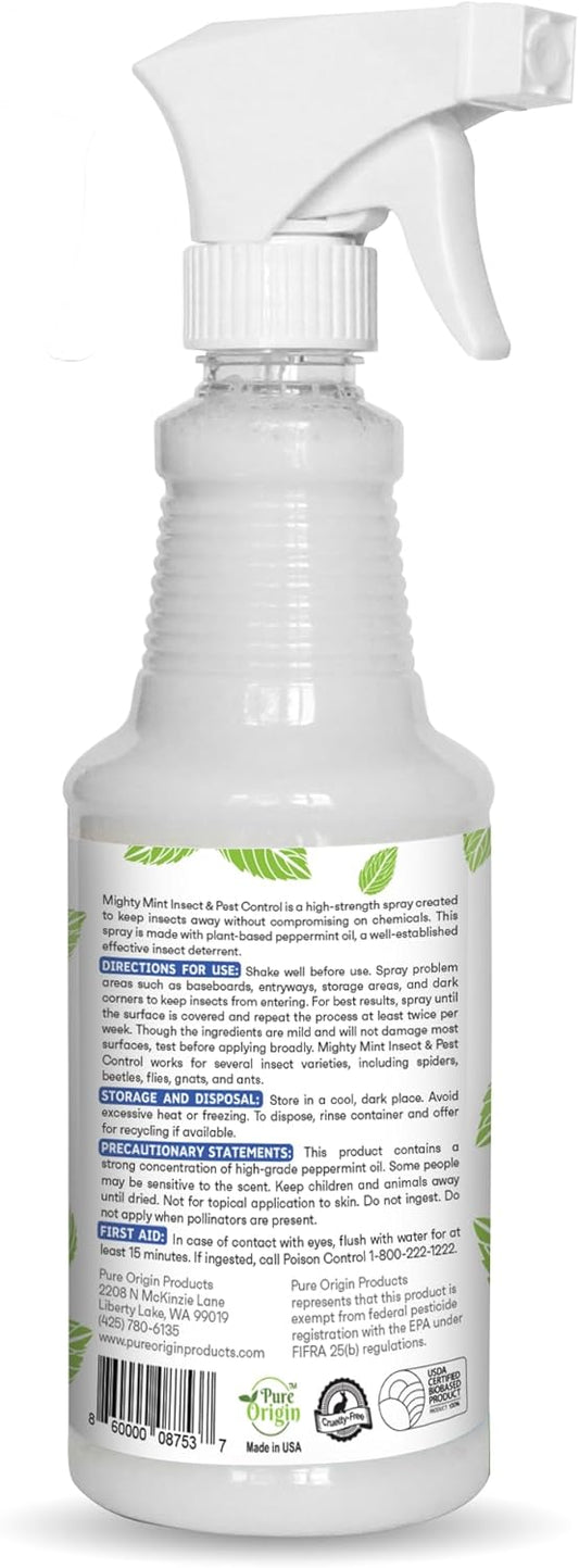 Mighty Mint Peppermint Oil Insect Repellent Spray – Natural Indoor & Outdoor Bug Control for Spiders, Ants, Roaches, and More – Plant-Based