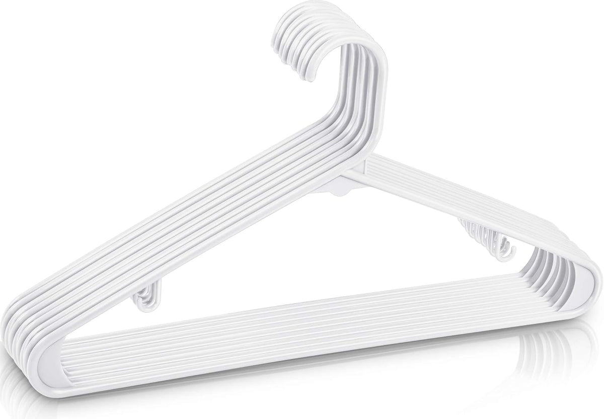 Utopia Home Plastic Hangers 20 Pack - Space Saving Clothes Hanger - Durable & Strong Closet Organizers and Storage with Built-in Strap Hooks