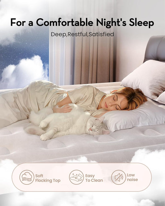 Air Mattress Queen with Built in Pump, Inflatable Mattress Blow Up Mattress 18 Raised Comfort,Upgraded Surface Portable Bed, Air Bed for Home, Guest