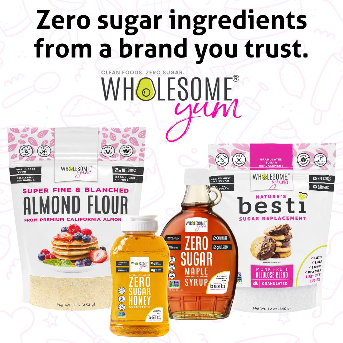 Wholesome Yum Premium Fine Blanched Almond Flour For Baking & More (16 oz / 1 lb) - Low Carb, Gluten Free, Non GMO, Keto Friendly Flour Substitute