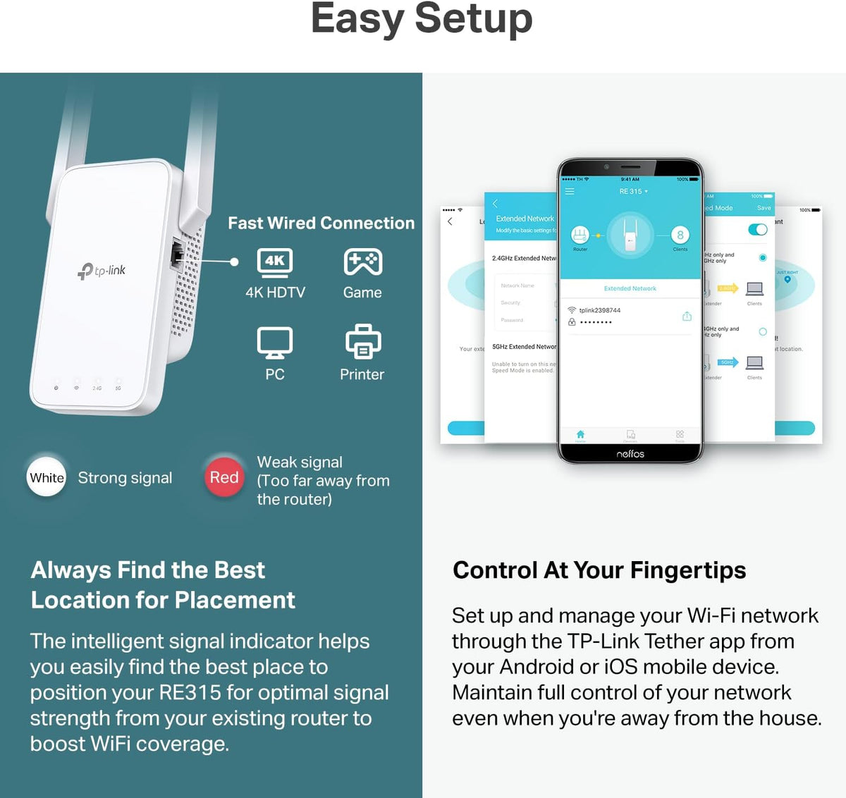 TP-Link AC1200 WiFi Extender, 2023 Engadget Best Budget Pick, 1.2Gbps Signal Booster for Home, Dual Band 5GHz/2.4GHz, Covers Up to 1500 Sq.ft and 30
