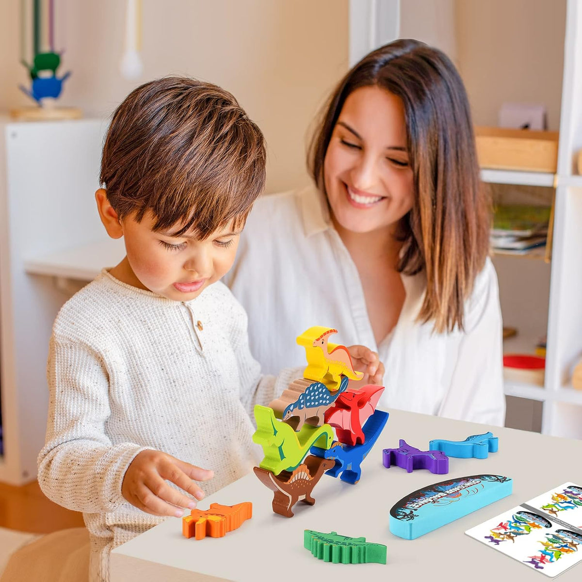 Dinosaur Toys for Kids 3-5: Wooden Stacking Montessori Toys for 3 4 5 6 7 8 Year Old Boys Girls Christmas Birthday Gifts for Kid Ages 4-8 Balance