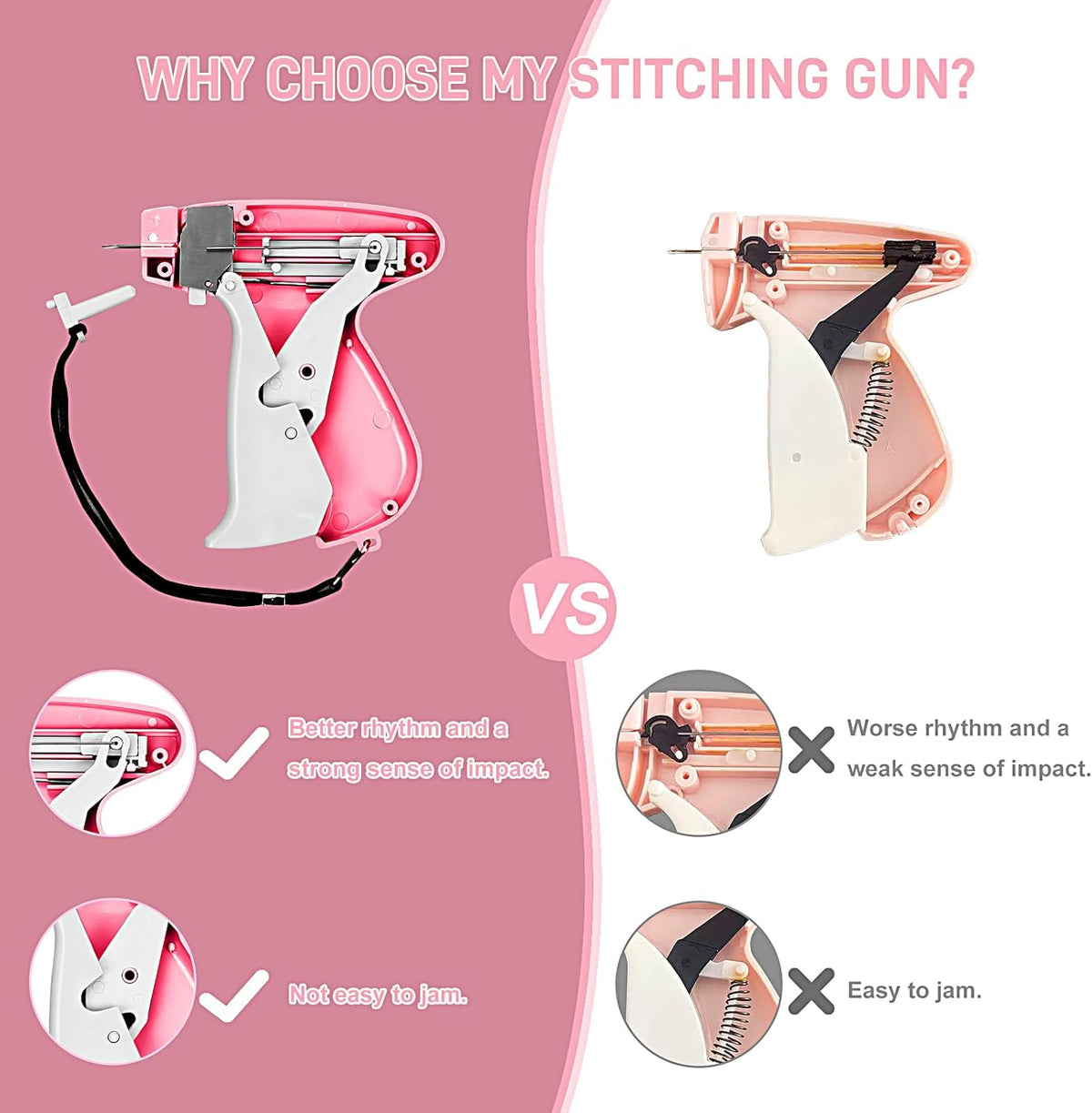 Stitch Gun for Clothes, Handheld Stitch Gun Quick Clothing Fixer,Sewing Kit Includes 1,000 Black Fasteners & 1,000 White Fasteners & 6