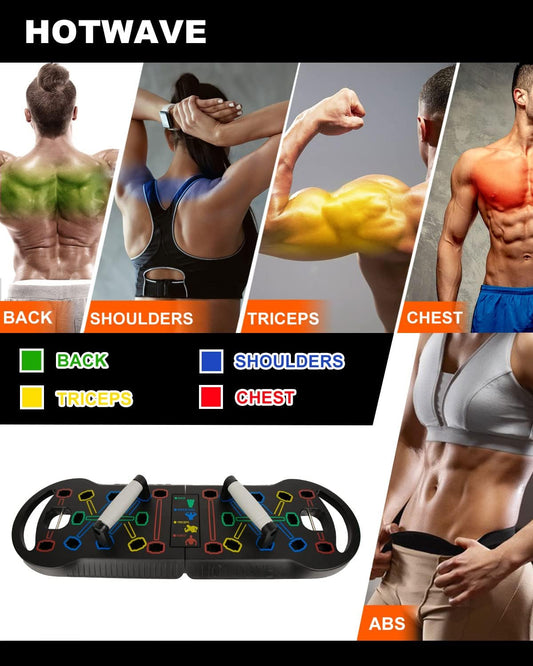 HOTWAVE Push Up Board Fitness, Portable Foldable 20 in 1 Push Up Bar at Home Gym, Pushup Handles for Floor. Professional Strength Training Equipment