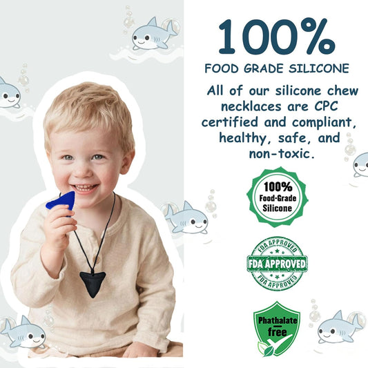 Chew Necklaces for Sensory Kids, 6 Pack Chewy Necklace Sensory Toys for Autism, ADHD, Anxiety- Silicone Teething Necklace Oral Chew Toys for Boys