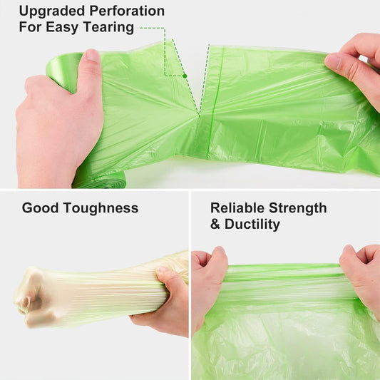 Small Trash Bags 4-6 Gallon, Inwaysin 200 Count Biodegradable Trash Bags 4 Gallon, Extra Strong Small Garbage Bags Unscented, Size Expanded, Green