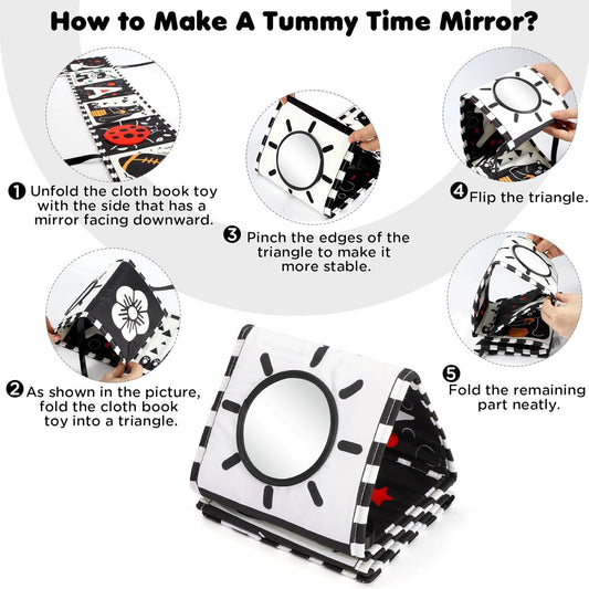 URMYWO Black and White Baby Toys, Tummy Time High Contrast Newborn Toys 0-3 Months, Soft Baby Book, Visual Stimulation Montessori Sensory Infant Toys