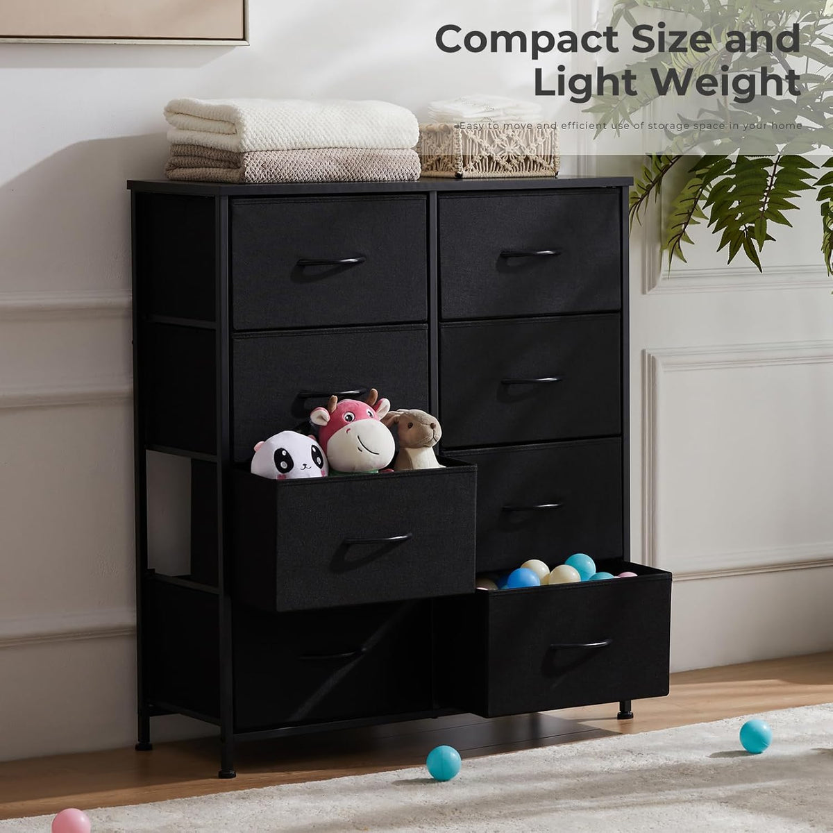 Sweetcrispy Dresser, Dresser for Bedroom Drawer Organizer Storage Drawers, Fabric Storage Tower with 8 Drawers, Chest of Drawers with Steel Frame