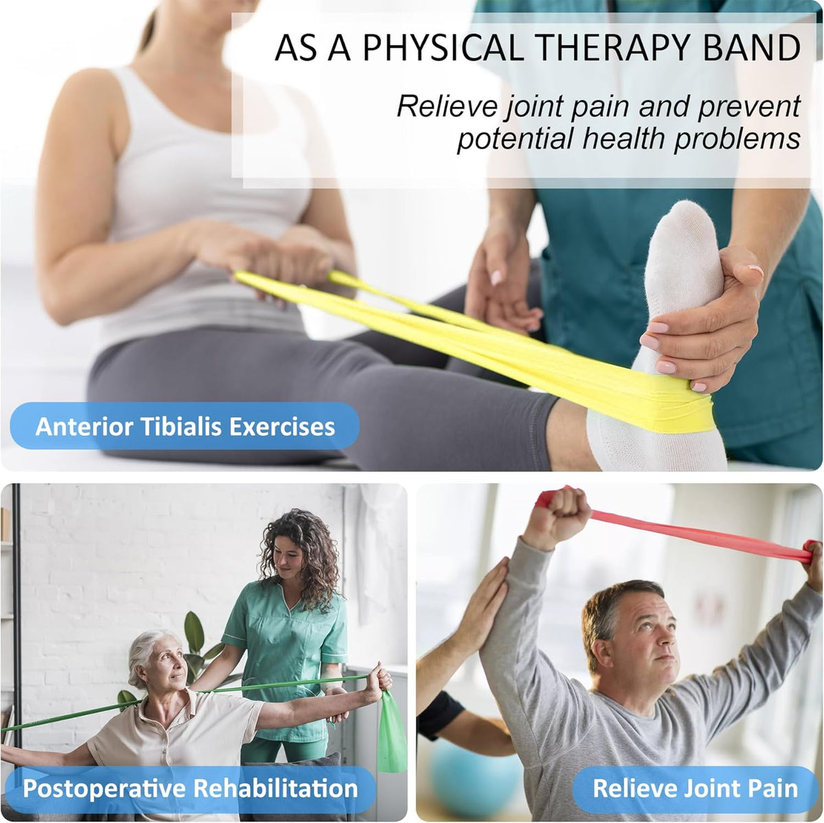 Resistance Bands for Working Out, Physical Therapy Bands, Latex Free Elastic and Exercise Bands Set for Stretching, Suitable for Rehab, Yoga