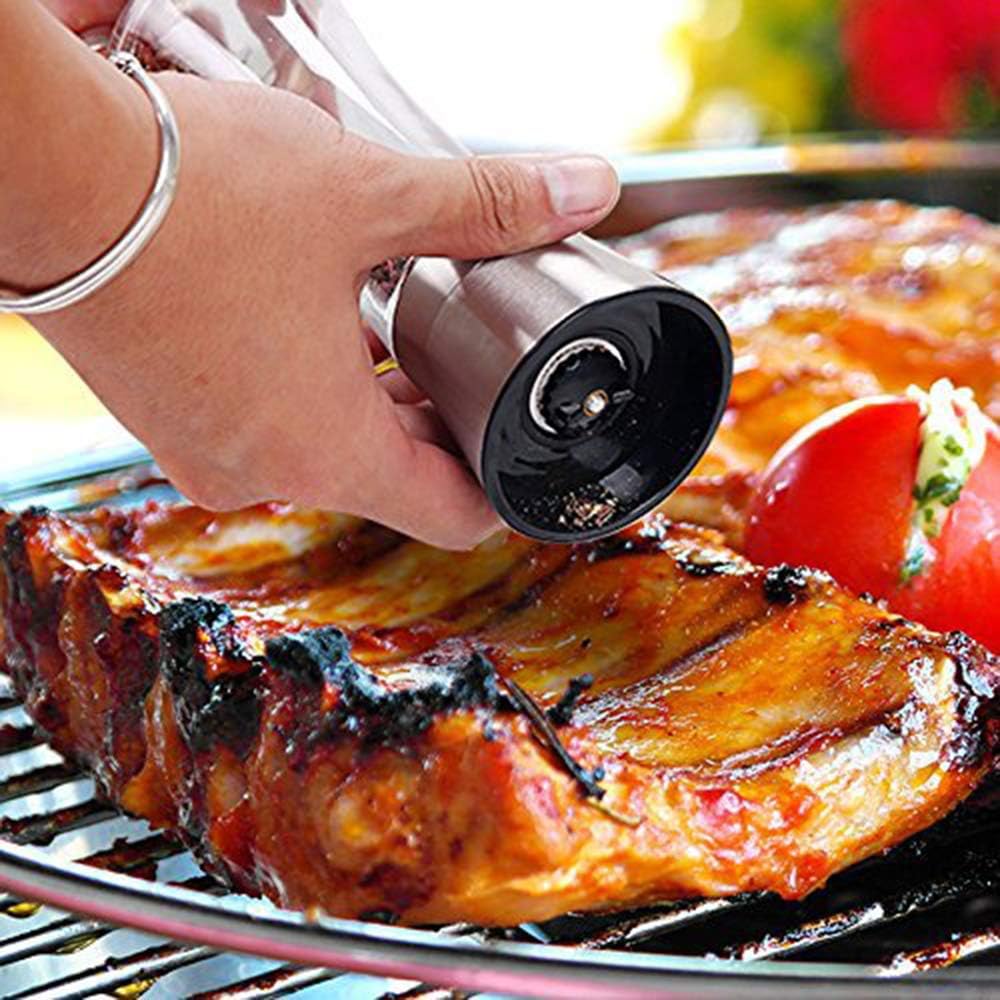 Original Stainless Steel Salt or Pepper Grinder - Top Spice Mill with Ceramic Blades, Brushed Stainless Steel and Adjustable Coarseness By Pepper