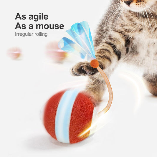 Interactive Cat Toys for Indoor Cats,The 3rd Generation Agile Moving Cat Ball with Elastic Mesh Tail,Automatic Kitten Toys for Bored Indoor Adult