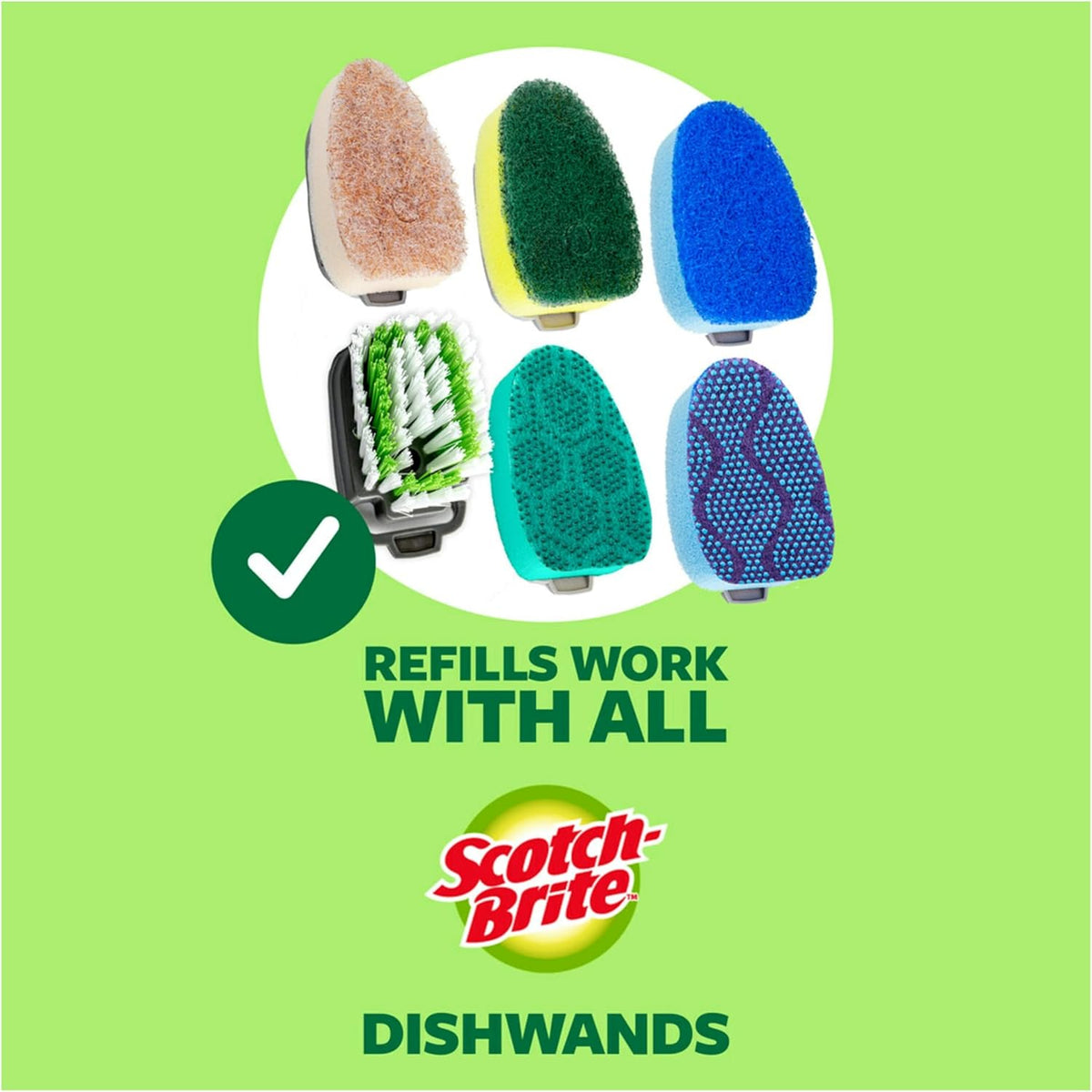 Scotch-Brite Non-Scratch Dishwand, Scrubber for Cleaning Kitchen, Bathroom, and Household, Non-Scratch Dish Scrubber Safe for Non-Stick Cookware, 1