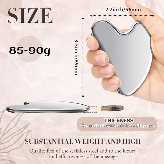 Nuanchu Stainless Steel Gua Sha Facial Tools Metal Guasha Tool for Face Body Jawline Shaper, Double Chin Reducer, Puffiness Reducing, Lymphatic