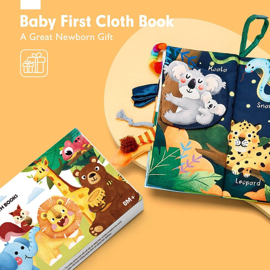 hahaland Baby Books 0-6 Months,Infant Tummy Time Toy Sensory Toys 6 to 12 Months Touch Feel Book Travel Toy Gifts for Boy Girl 0-3 Month Baby Shower