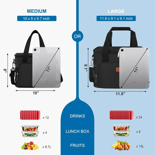 Femuar Reusable Lunch Box for Men/Women - Insulated Lunch Bag Leakproof Lunchbox for Work Office Picnic Beach - Freezable Lunch Cooler Bag