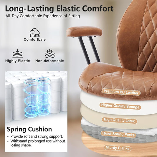 YFO Home Office Desk Chair Office Rubber Casters Ergonomic Computer Chair with Lumbar Support Adjustable Height Rolling Swivel Executive Task